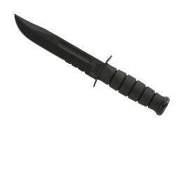Ka-Bar Full-Size Serrated Edge Knife - Black - Fixed Blade - Kabar Knives